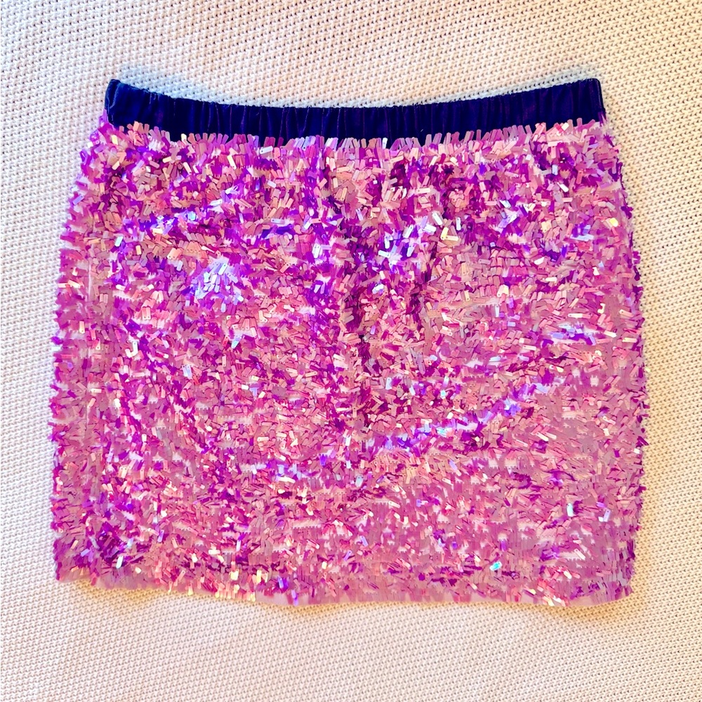 J. CREW Crewcuts Sparkling Sequin Purple Pink Mini Skirt - Picture 7 of 11